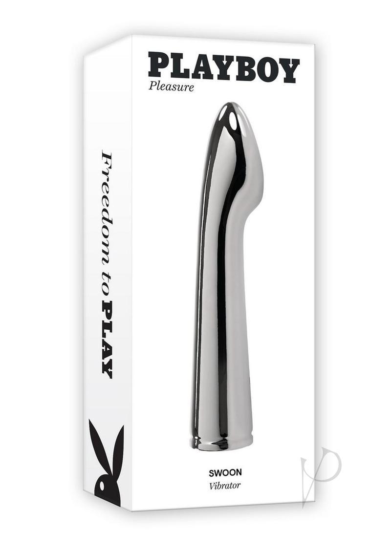 Playboy Pleasure Swoon Rechargeable Vibrator - Silver - ClubX